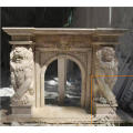 Factory price OEM hand sculpture marble fireplace and marble fireplace mantel with lion